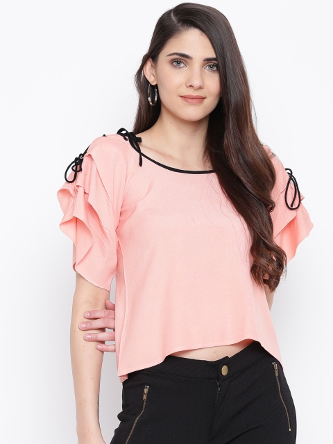 

DODO & MOA Women Peach-Coloured Solid Top