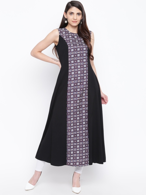 

DODO & MOA Women Black & Off-White Printed A-Line Kurta