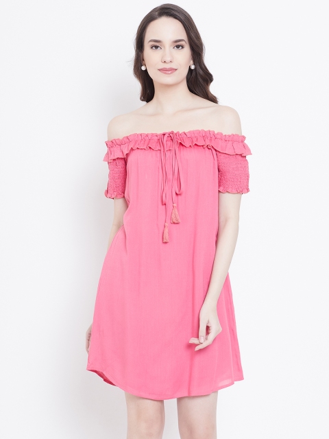 

DODO & MOA Women Pink Off-Shoulder A-Line Dress