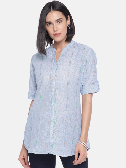 

Soch Women Blue & White Striped Tunic