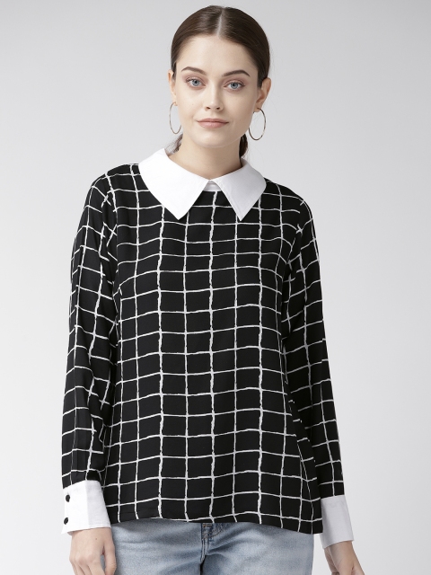 

plusS Women Black & White Checked Top