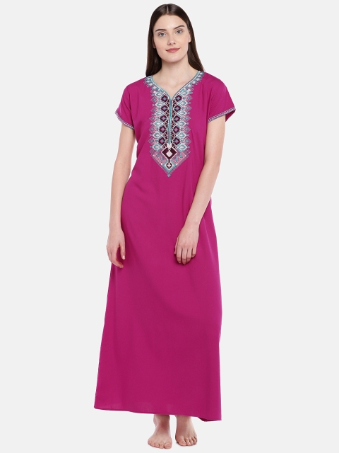 

Sand Dune Magenta Embroidered Nightdress 6068