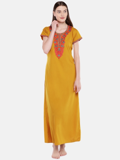 

Sand Dune Mustard Yellow Solid Nightdress 7094