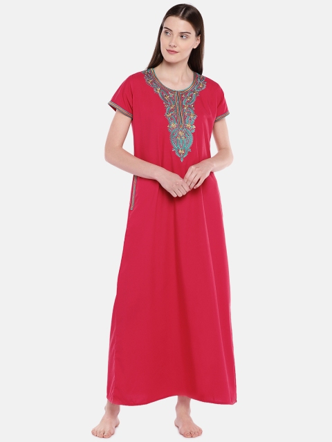 

Sand Dune Red Embroidered Nightdress 7094