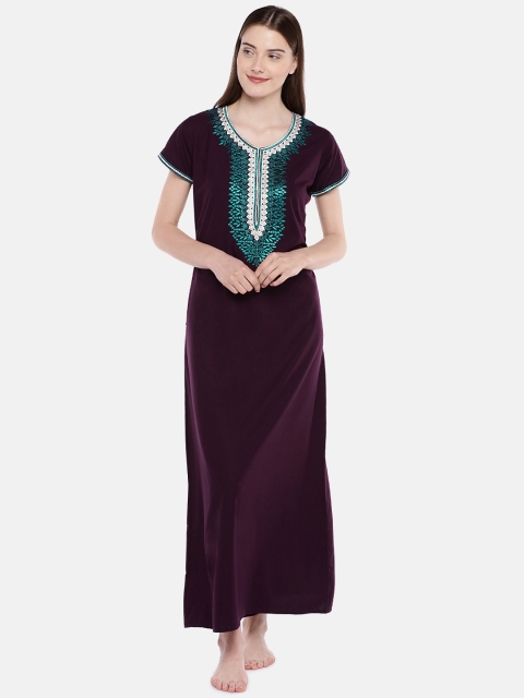 

Sand Dune Purple Embroidered Nightdress