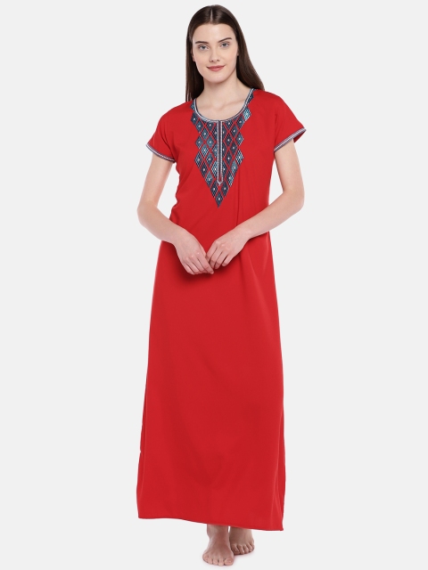 

Sand Dune Red Embroidered Nightdress 5393