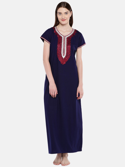 

Sand Dune Navy Blue Embroidered Nightdress 6237 Navy Blue