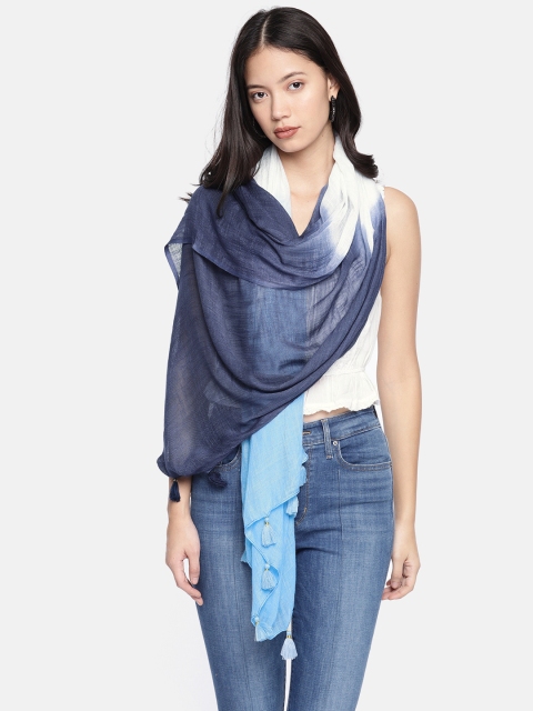 

Ayesha Women Blue & White Ombre Dip Dyed Scarf