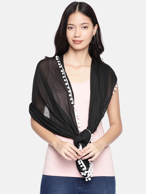 

Ayesha Women Black Solid Scarf