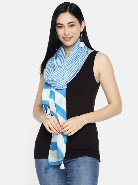 

Ayesha Women Blue & White Striped Scarf