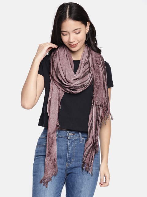 

Ayesha Women Brown Self-Design Scarf
