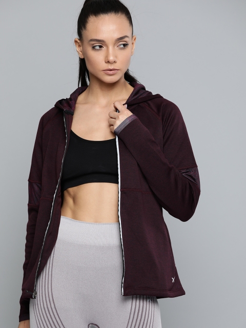 

HRX by Hrithik Roshan Women Burgundy Training Rapid Dry Hooded Solid Sweatshirt