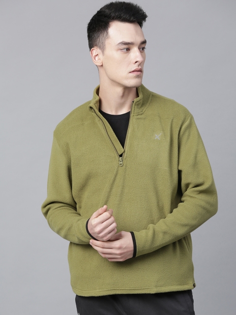

HRX by Hrithik Roshan Outdoor Men Olive Green Solid Fleece Sweatshirt