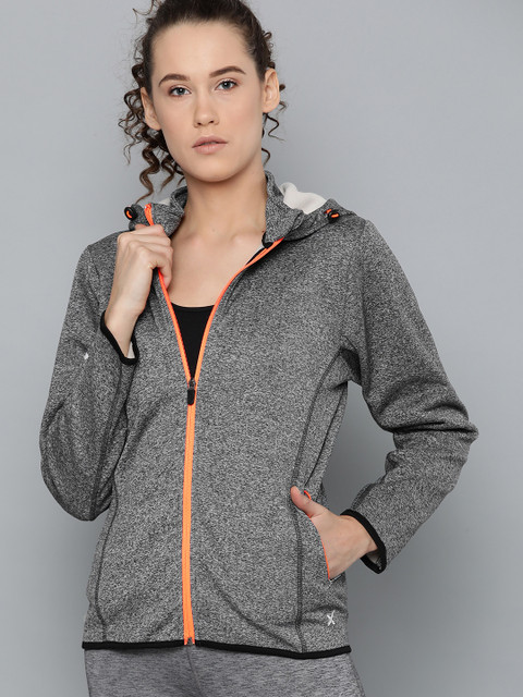

HRX by Hrithik Roshan Women Charcoal Grey Self Design Training Jackets