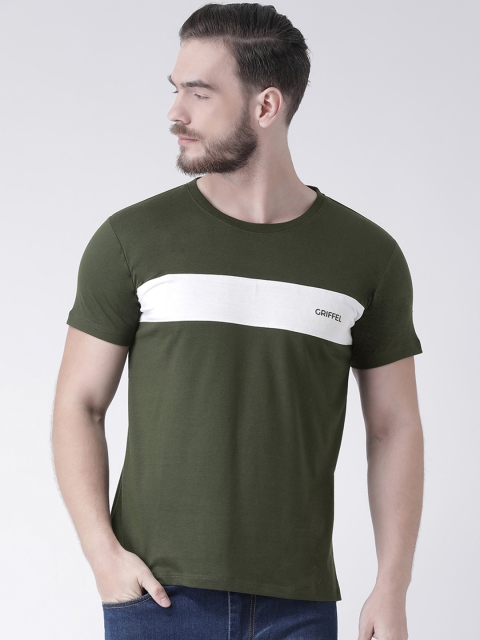 

GRIFFEL Men Green Solid Round Neck T-shirt