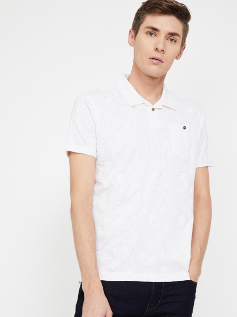 

Forca by Lifestyle Men White Printed Polo Collar T-shirt