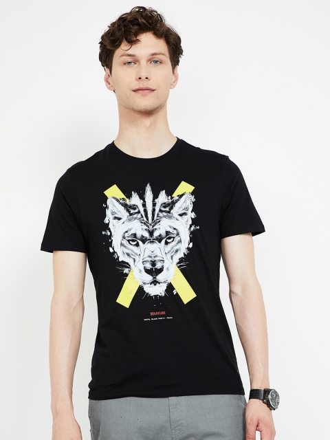 

Forca by Lifestyle Men Black Printed Round Neck T-shirt