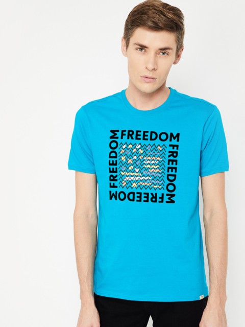 

Forca by Lifestyle Men Blue Printed Round Neck T-shirt