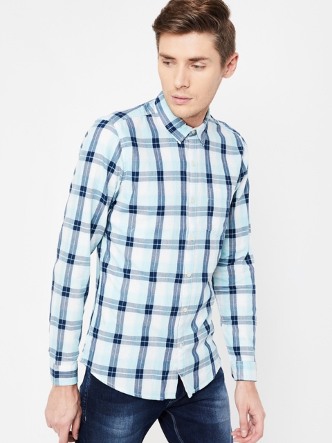 

Forca by Lifestyle Men Blue Slim Fit Checked Casual Shirt