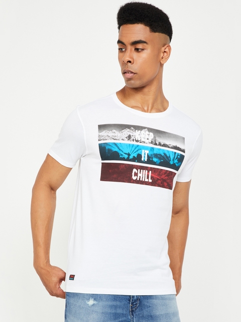 

Forca by Lifestyle Men White Printed Round Neck T-shirt