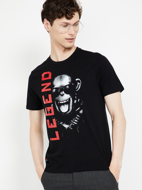

Forca by Lifestyle Men Black Printed Round Neck T-shirt