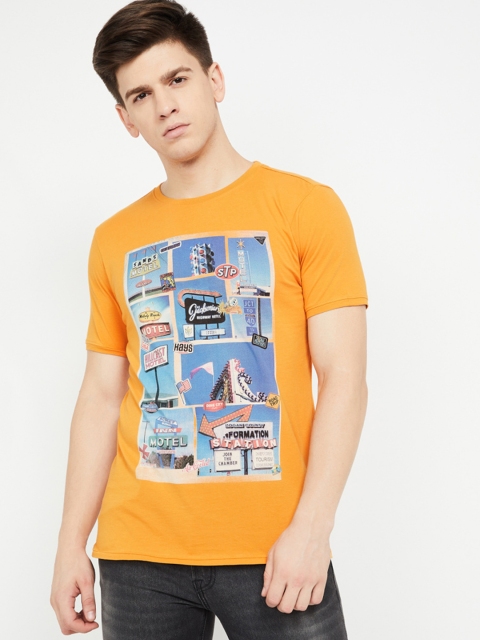 

Forca by Lifestyle Men Yellow Printed Round Neck T-shirt