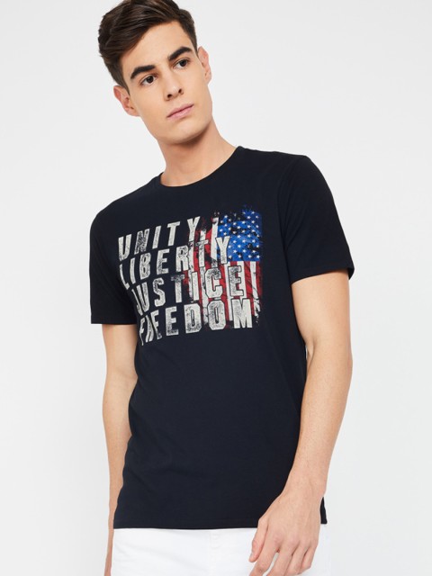 

Forca by Lifestyle Men Black Printed Round Neck T-shirt