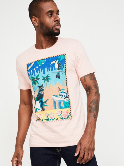 

Forca by Lifestyle Men Pink Printed Round Neck T-shirt