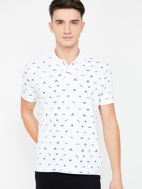 

Forca by Lifestyle Men White Printed Polo Collar T-shirt