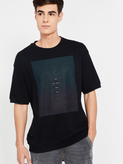 

Forca by Lifestyle Men Black Printed Round Neck T-shirt