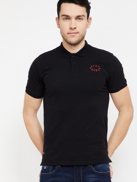 

Forca by Lifestyle Men Black Solid Polo Collar T-shirt