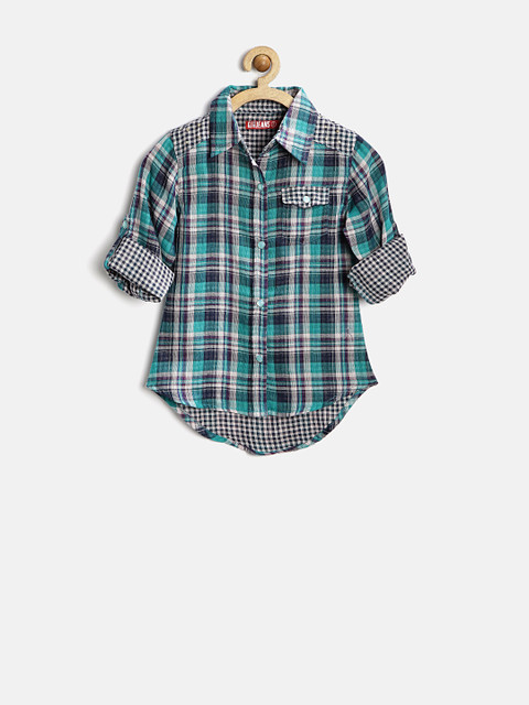 

GJ Unltd Jeans by Gini & Jony Girls Green Checked Shirt