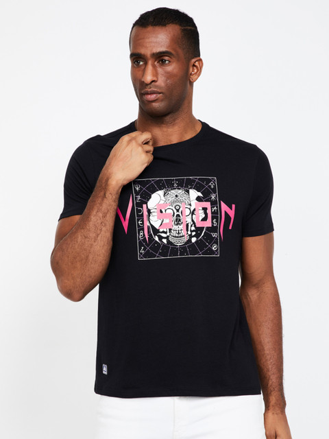 

Forca by Lifestyle Men Black Printed Round Neck T-shirt