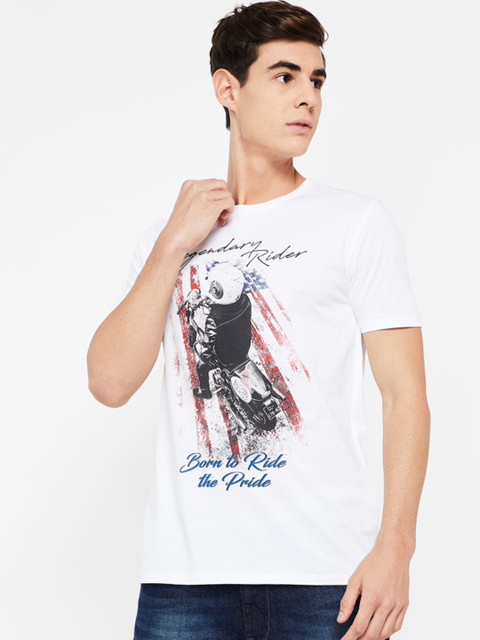 

Forca by Lifestyle Men White Printed Round Neck T-shirt