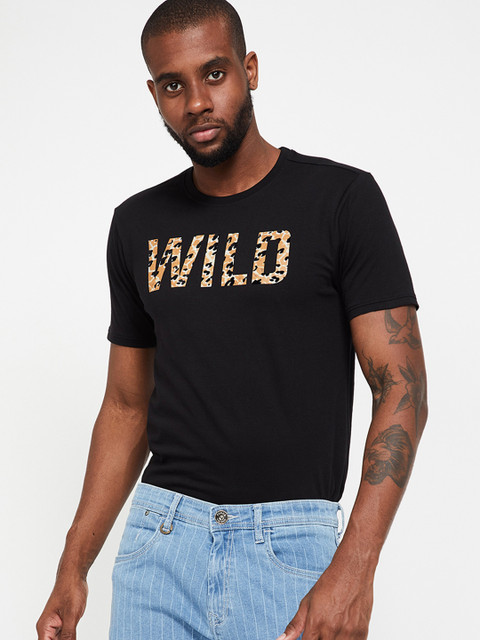 

Forca by Lifestyle Men Black Printed Round Neck T-shirt