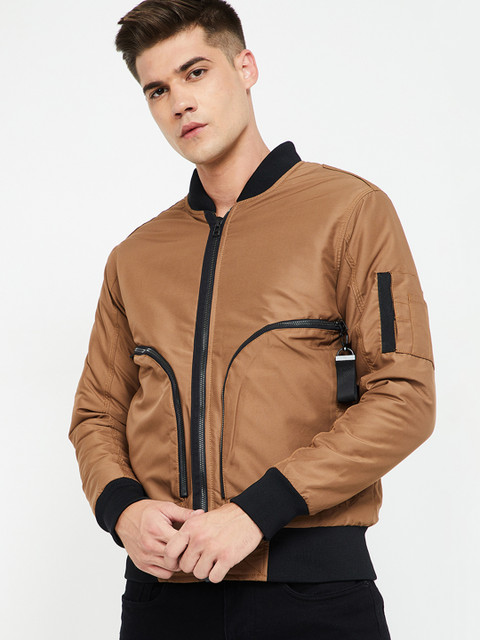 

Forca by Lifestyle Men Brown Colourblocked Bomber Jacket