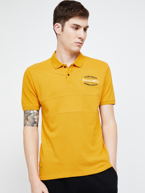 

Forca by Lifestyle Men Yellow Solid Polo Collar T-shirt