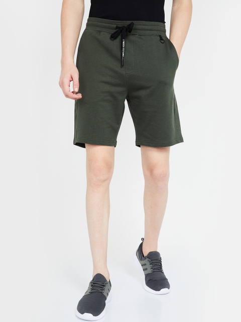 

Forca by Lifestyle Men Olive Green Solid Slim Fit Regular Shorts