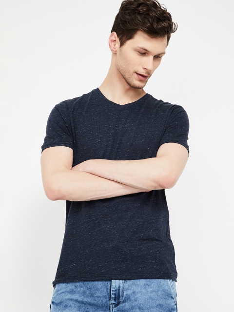 

Forca by Lifestyle Men Navy Blue Solid Round Neck T-shirt