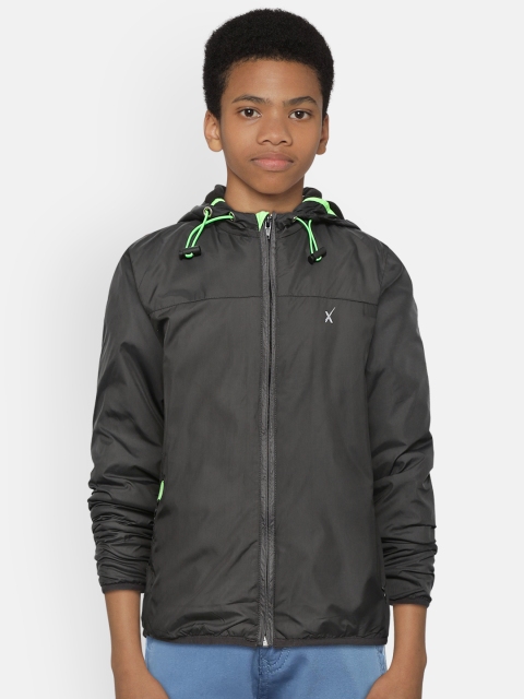 

HRX by Hrithik Roshan Boys Black Solid Hooded Running Jacket