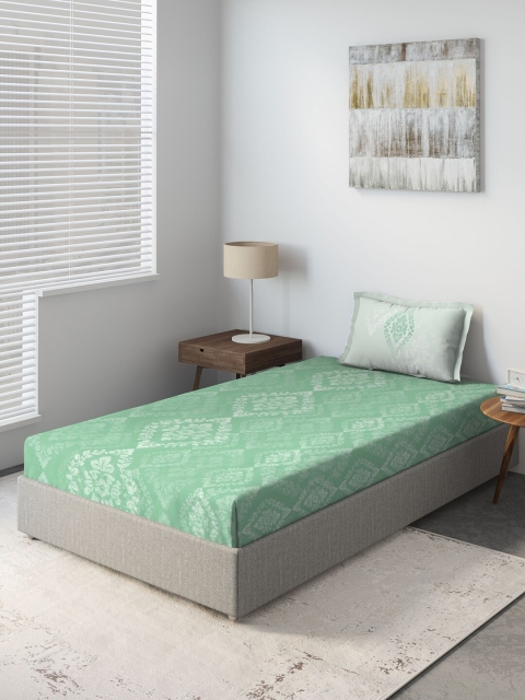 

DDecor Green Floral 140 TC Cotton 1 Single Bedsheet with 1 Pillow Cover