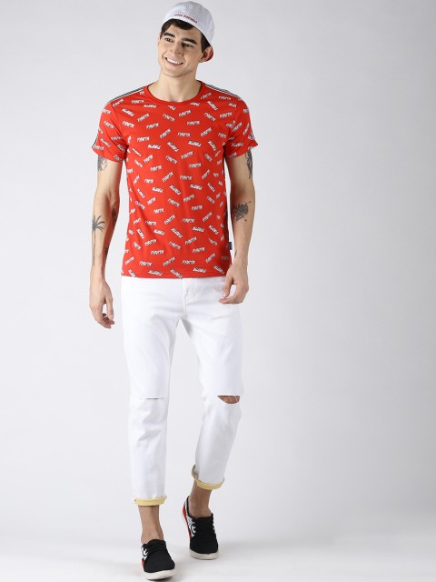 

Blue Saint Men Red Printed Round Neck T-shirt