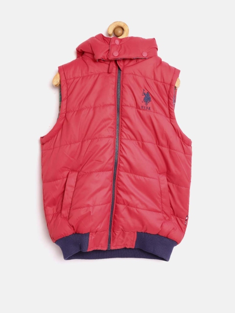 

U.S. Polo Assn. Kids Boys Blue & Red Checked Reversible Hooded Jacket