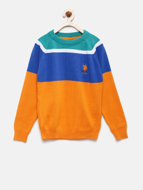 

U.S. Polo Assn. Kids Boys Orange Colourblocked Sweater