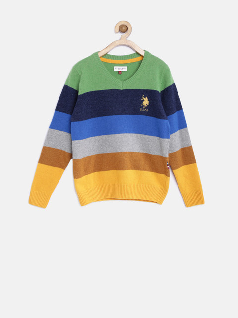 

U.S. Polo Assn. Kids Boys Multicoloured Striped Sweater, Multi