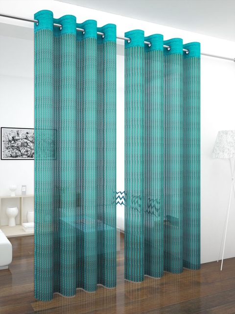 

Story@home Turquoise Blue Set of 2 Semi Sheer 200GSM Long Door Curtains