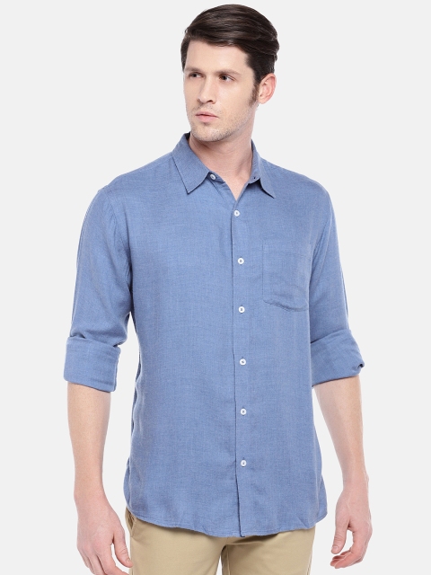 

Cottonworld Men Blue Regular Fit Solid Casual Shirt