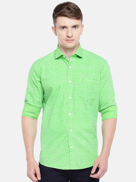 

Easies Men Green & White Slim Fit Printed Casual Shirt