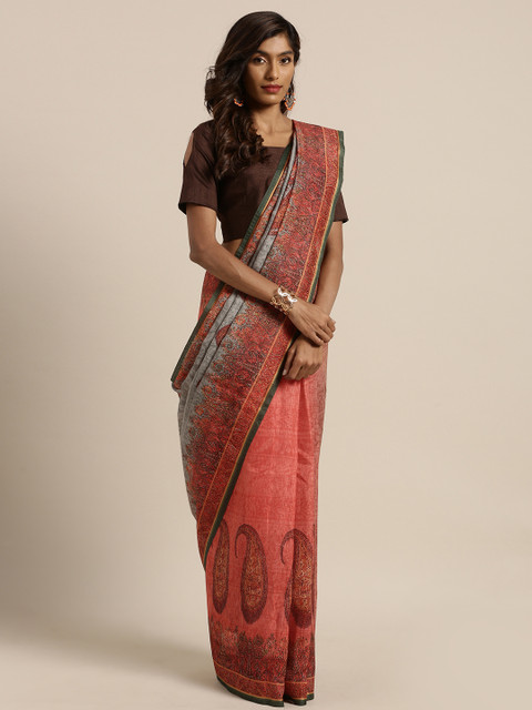 

Soch Red & Green Art Silk Printed Tussar Saree