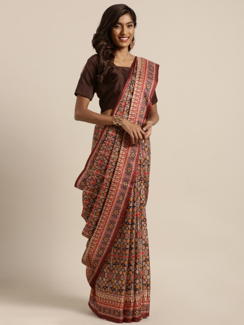 

Soch Red & Blue Art Silk Printed Tussar Saree